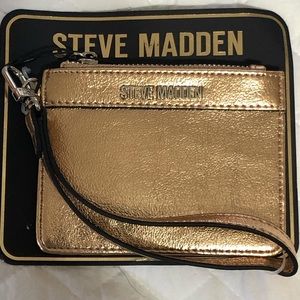 NWT Steve Madden Metallic Copper Card Case Wristlet Wallet